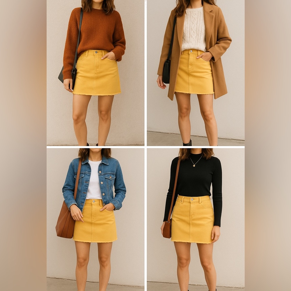 Gap Dark Butter Yellow Raw Hem Mini Jean Skirt size 0